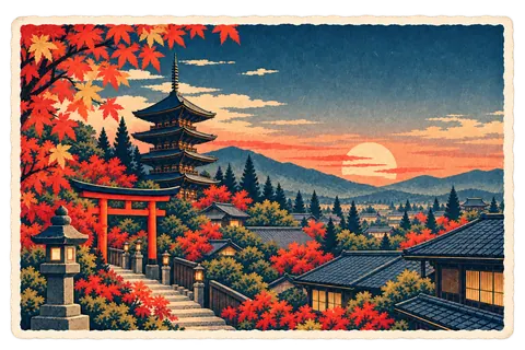 Kyoto postcard from the Travary app
