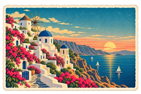 Greece postcard from the Travary app