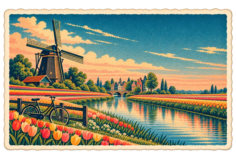 Share your itinerary with family: Travary postcard art