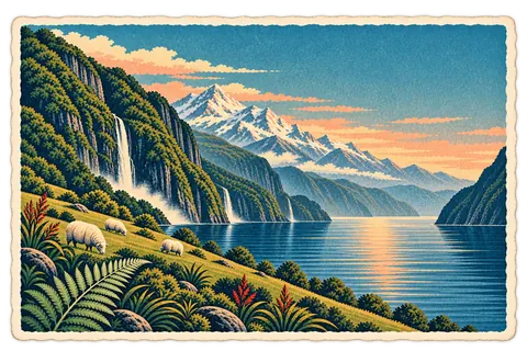 New Zealand postcard from the Travary app